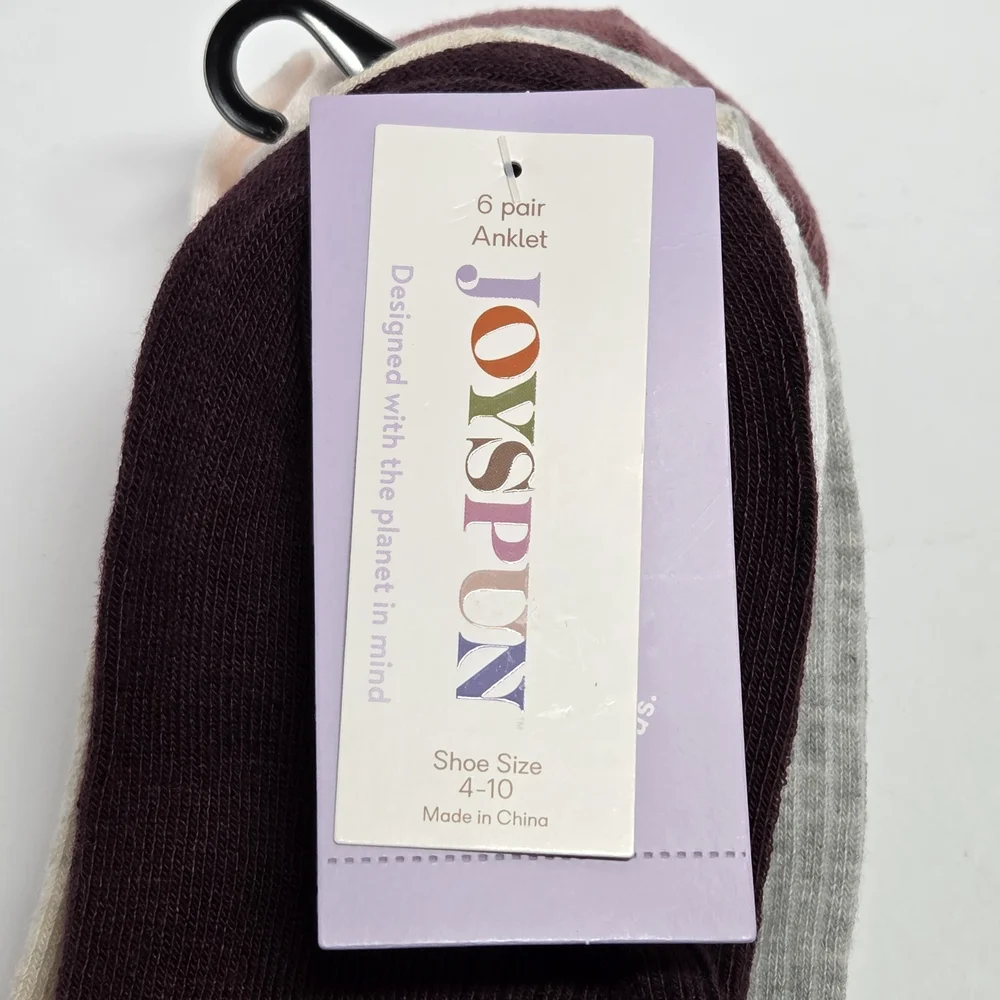 Joyspun Women's Anklet Socks 2 packs of 6 Pairs Multicolor Size 4-10